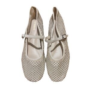 Cushionaire Nude Rhinestone Ballet Flats Mary Jane NWOT Size 9